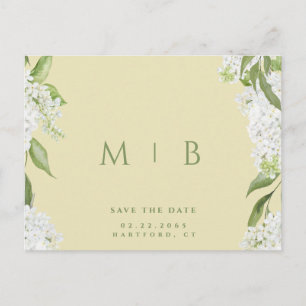 White Floral Yellow Modern Wedding Save Date  Postcard