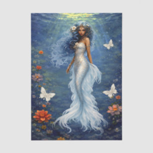 White Florals Mermaid & Butterflies Decoupage Tissue Paper