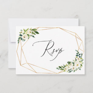 White Florals RSVP Cards For Wedding