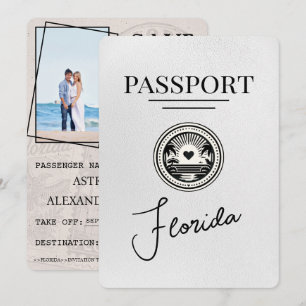 White Florida Passport Save The Date
