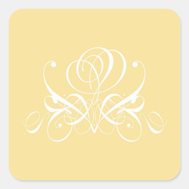 White Flourish Rose Design Square Sticker (Front)