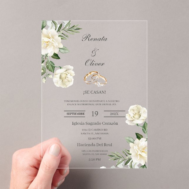 White flow wedding ring Spanish Wedding Invitation (Insitu (Handheld))