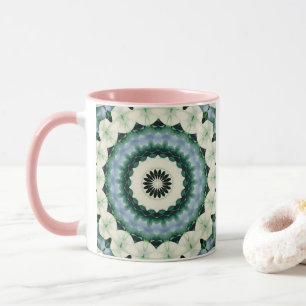 White Flower and Cerulean Blue Mandala Mug