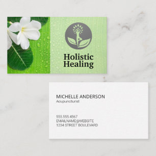 White Flower and Leaves   Holistic Business Card