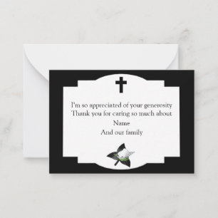 White Flower Black Cross Thank You Cards