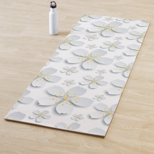 White Flower Blossom Yoga Mat (In Situ)