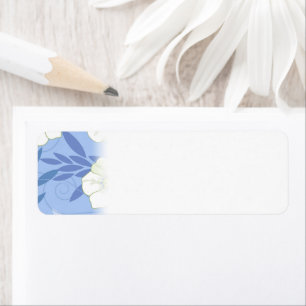White Flower Blue Background Floral Leaves Pattern