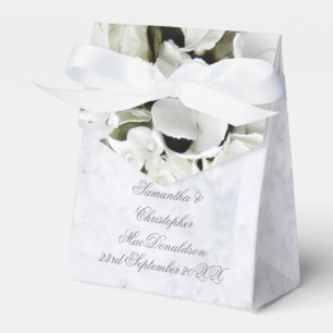 White flower bouquet romantic wedding favor box