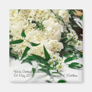 White Flower Bouquet Save the Date Magnet
