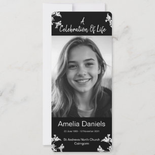 White flower Celebration Of Life Photo Card