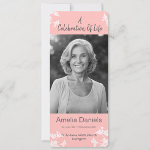 White flower Celebration Of Life Photo Card