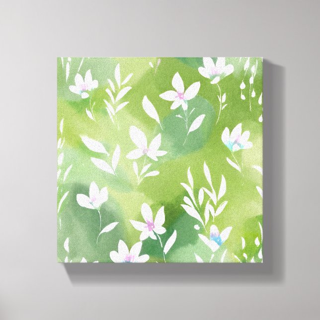 White Flower Fields | Elegant Spring Floral  Canvas Print (Front)