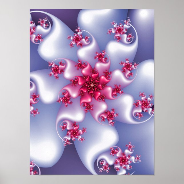 White Flower Fractal Poster (Front)