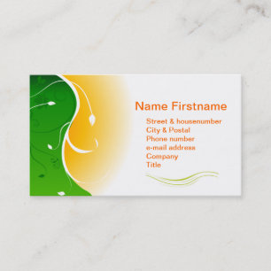 White flower Green Grass with Orange Sunny Sunset Business Card