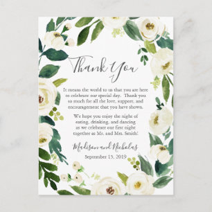 White Flower & Green Place Setting Thank You Card