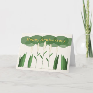 White Flower Happy Anniversary Card