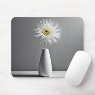 White Flower In Vase Simplicity Mouse Pad