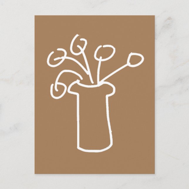 White flower modern simple outline art postcard (Front)
