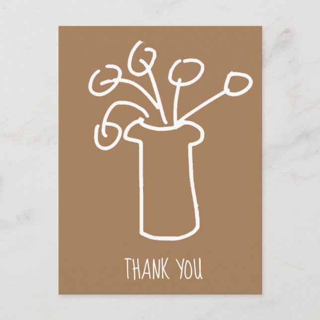 White flower modern simple outline art postcard (Front)