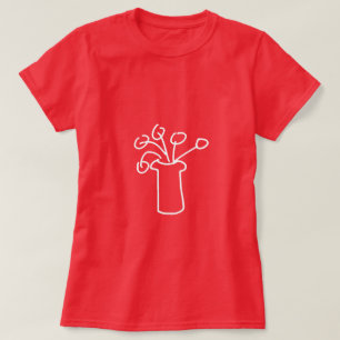 White flower modern simple outline art T-Shirt