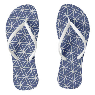white flower of life flip flops