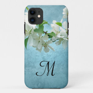 White Flower on Blue Sky Monogram IPHONE 5 Case