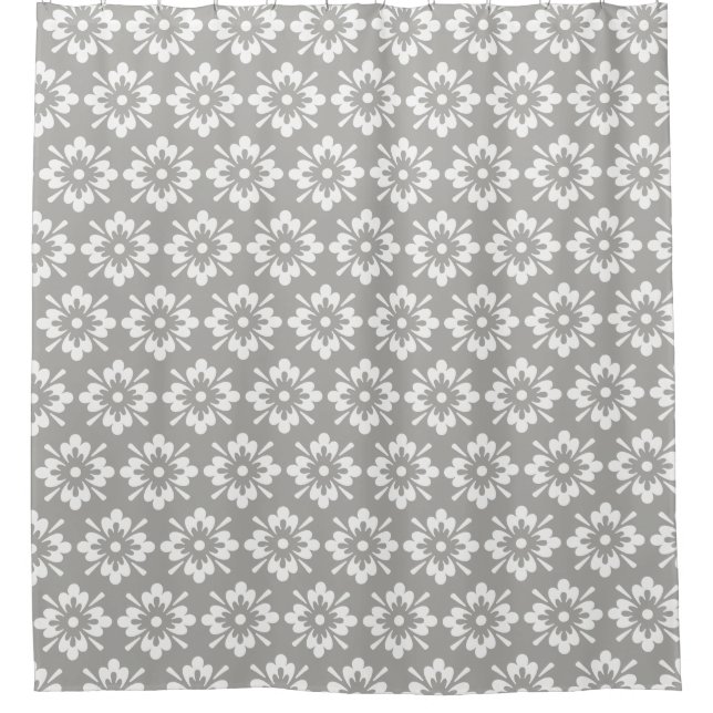White flower on grey background repeat pattern (Front)