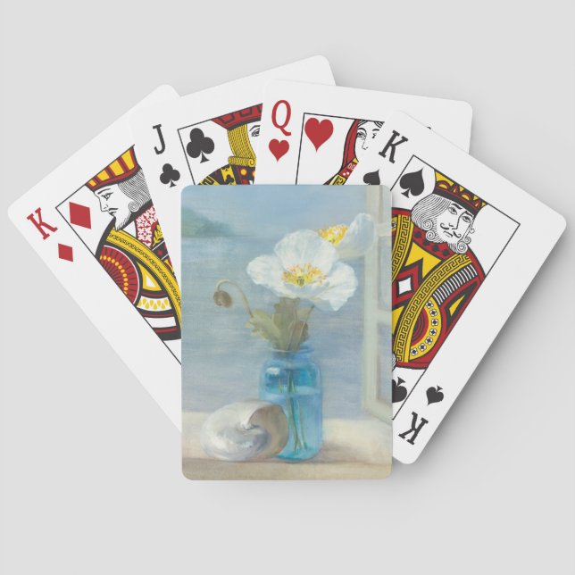 White Flower Overlooking the Sea Playing Cards (Back)