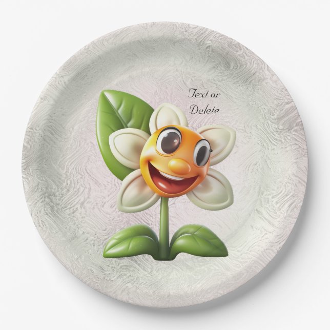White Flower Paper Plate (Front)