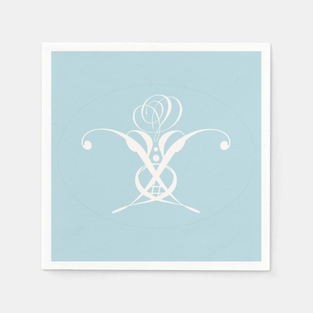 White Flower Pastel Blue Easter Napkin (Front)