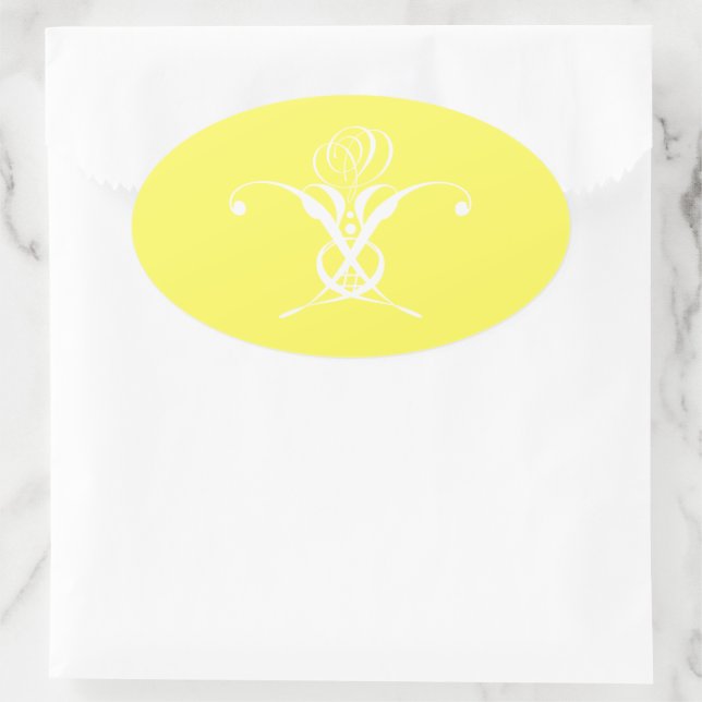 White Flower Pastel Yellow Easter Oval Sticker (Bag)