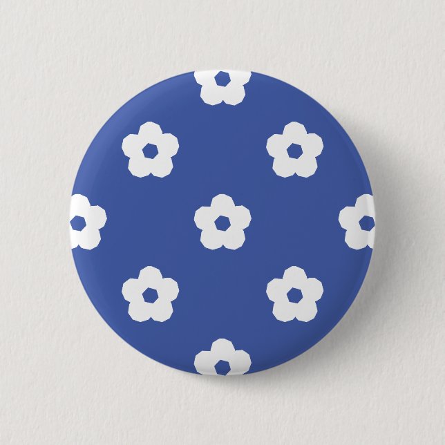 White Flower Pattern 2 Inch Round Button (Front)