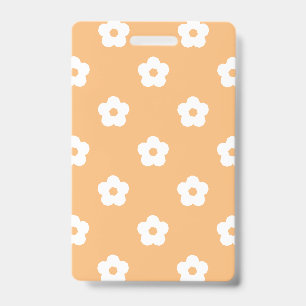 White Flower Pattern Badge
