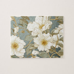 White flower pattern jigsaw puzzle