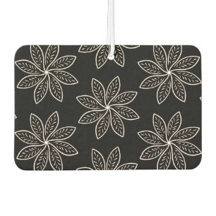 White Flower Pattern on Black Air Freshener