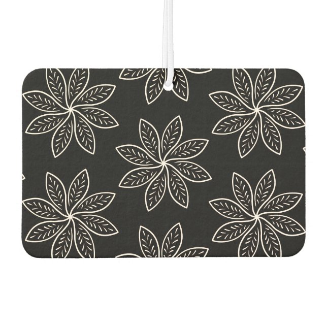 White Flower Pattern on Black  Air Freshener (Front)