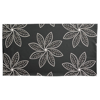 White Flower Pattern on Black  Pillowcase