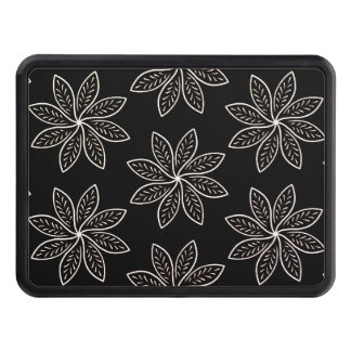 White Flower Pattern on Black  Trailer Hitch Cover