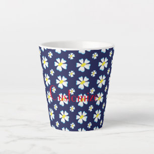 White Flower Pattern Thunder_Cove  Latte Mug