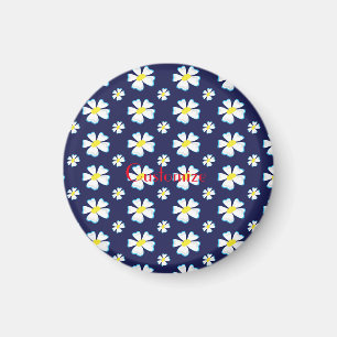 White Flower Pattern Thunder_Cove Magnet