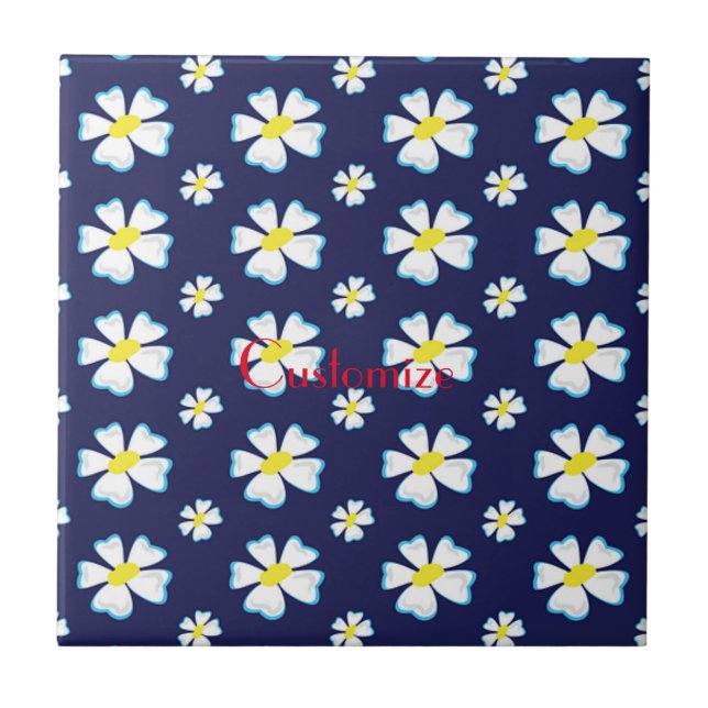 White Flower Pattern Thunder_Cove Tile (Front)