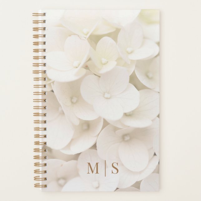 White Flower Petal Blossoms Floral Planner (Front)