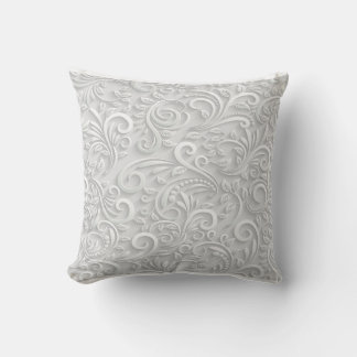 white flower print  throw pillow