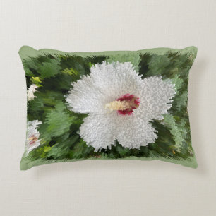 White flower puzzle accent pillow