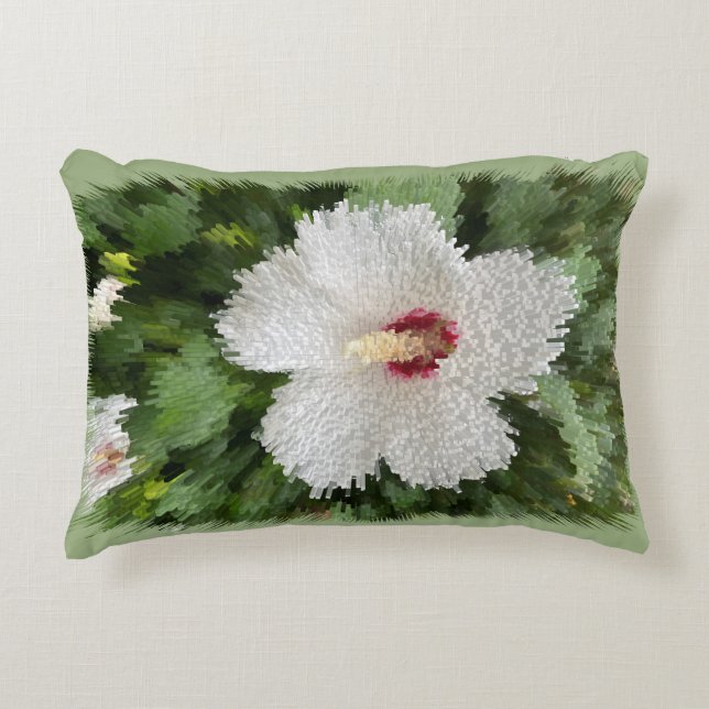 White flower puzzle accent pillow (Front)