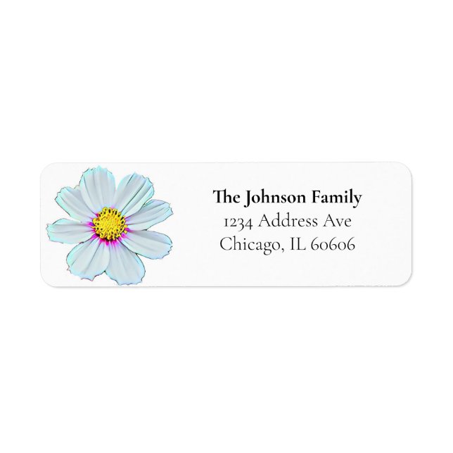 White Flower Return Address Labels (Front)