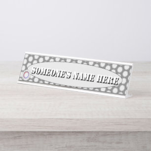 White Flower Ribbon by Kenneth Yoncich Desk Name Plate