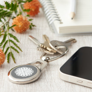 White Flower Ribbon by Kenneth Yoncich Keychain