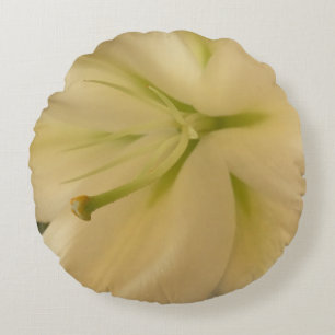 White Flower Round throw cushion, Feminine Pillow