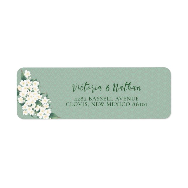 White Flower Sage Green Chinoiserie Cloud Pattern  (Front)